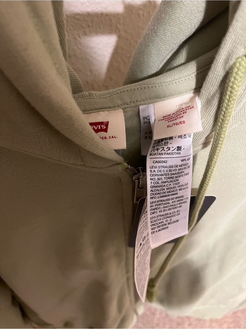 Levi's Light Green Zip Hoodie